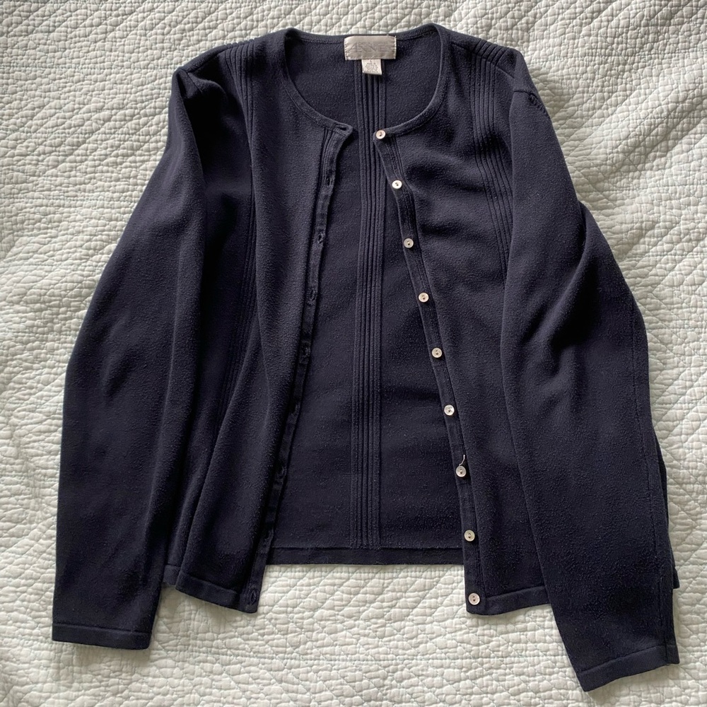 black button-up cardigan